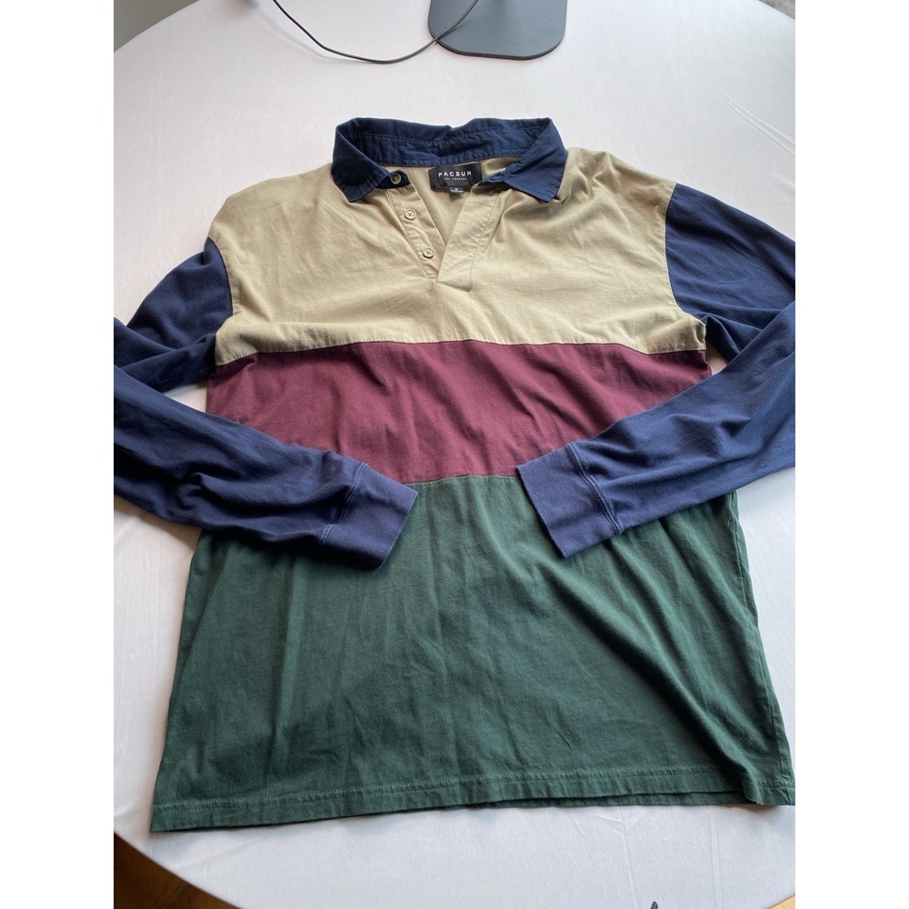 PacSun Los Angeles Men's Medium Rugby Shirt Long Sleeve Colorblock